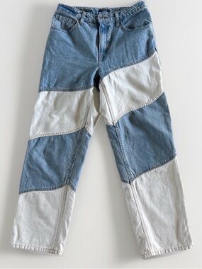 Wild Fable Patchwork Jeans Womens High Rise 90s Relaxed Straight Colorblock